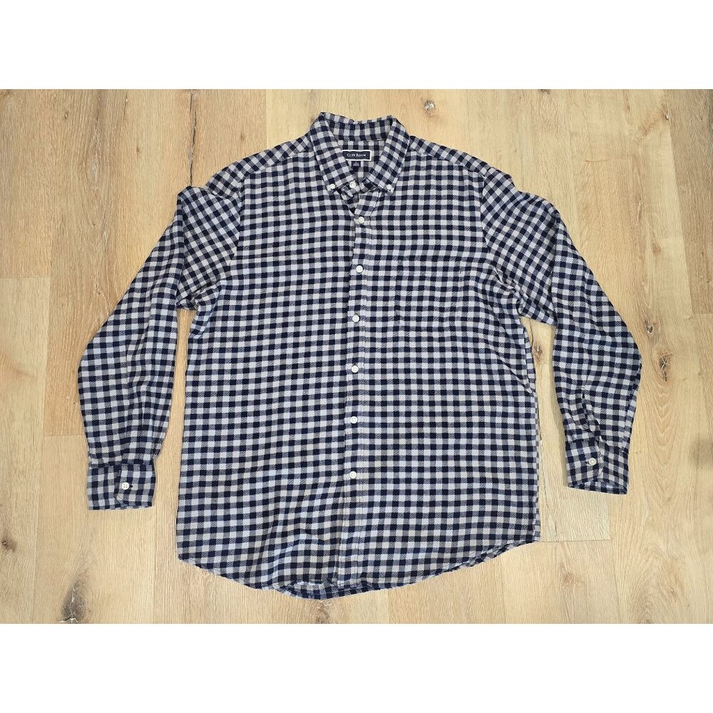 Club Room Gray Blue Plaid Flannel Shirt L